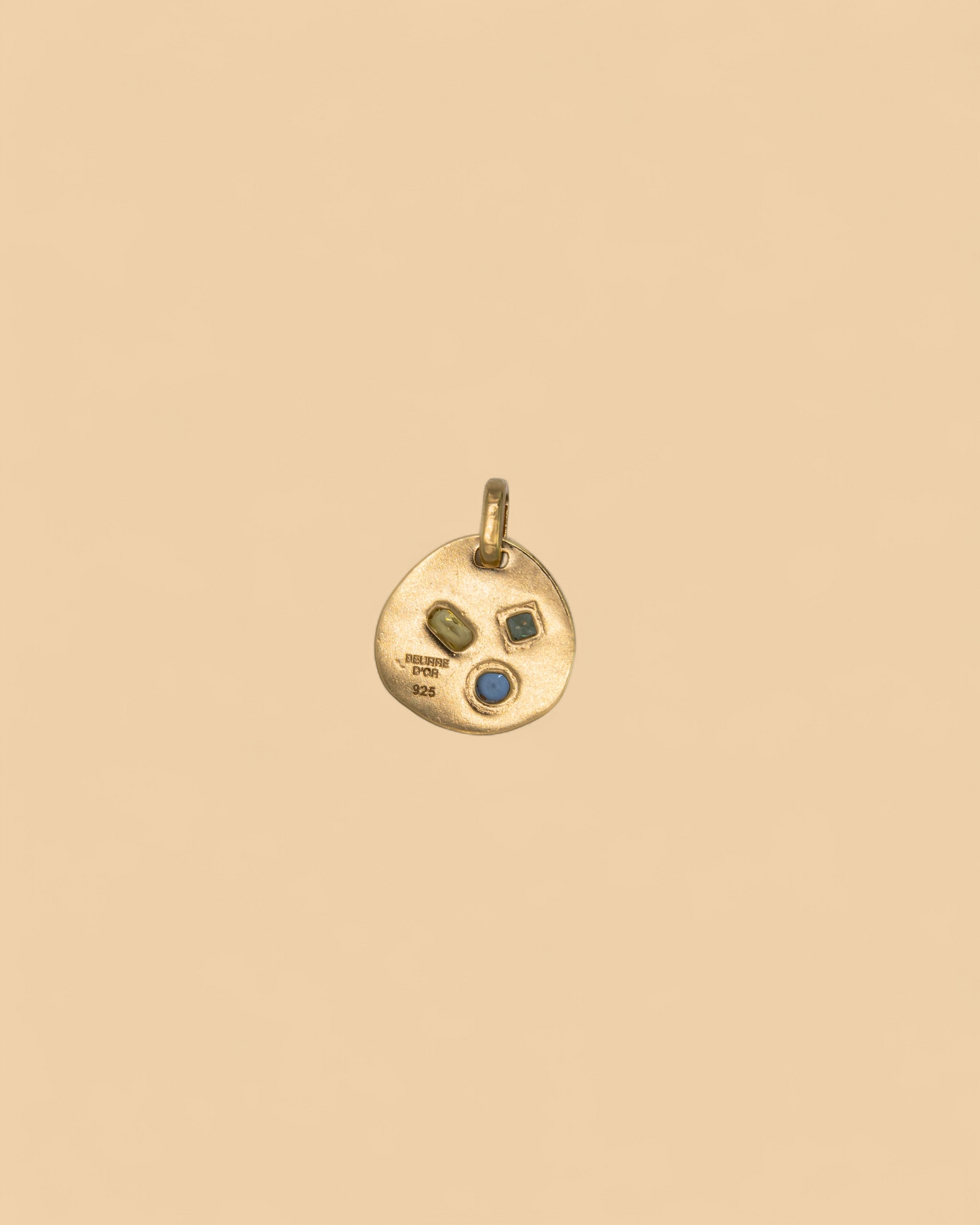 Nugget pendant in 18k gold vermeil with gemstones by Beurre d'Or