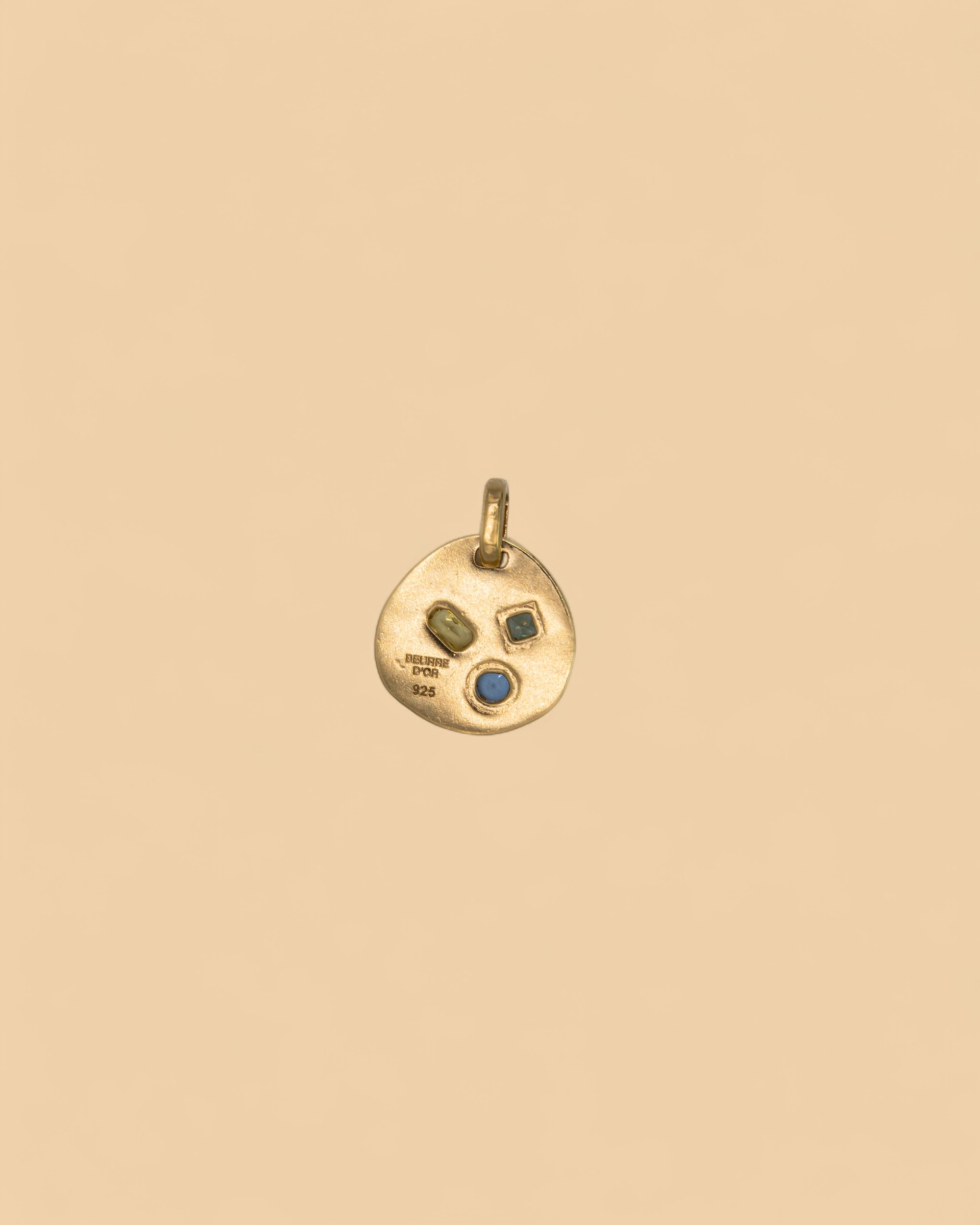 Nugget pendant in 18k gold vermeil with gemstones by Beurre d'Or