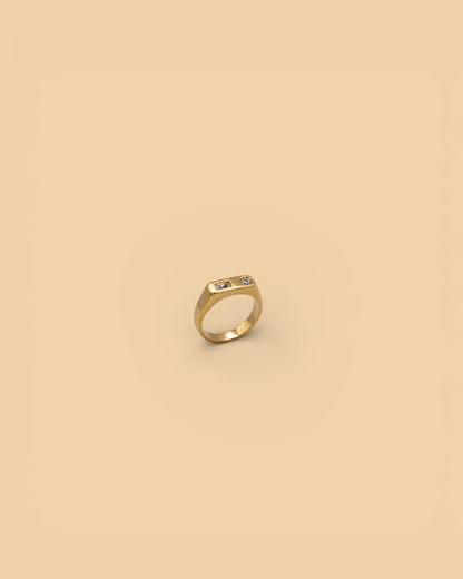 Dual stone ring in 18k gold vermeil by Beurre d'Or
