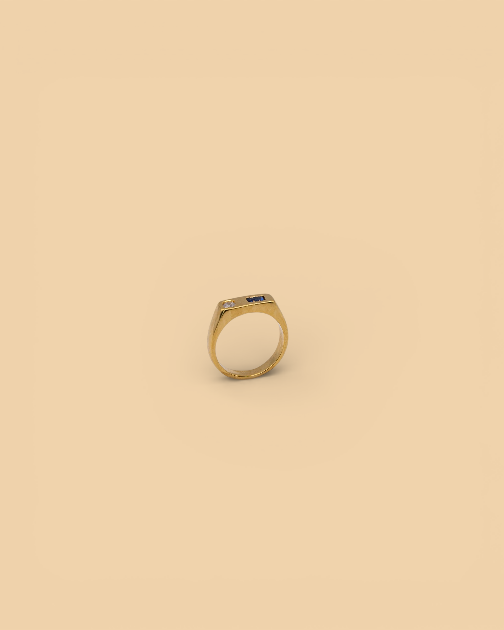 Dual stone ring in 18k gold vermeil by Beurre d'Or