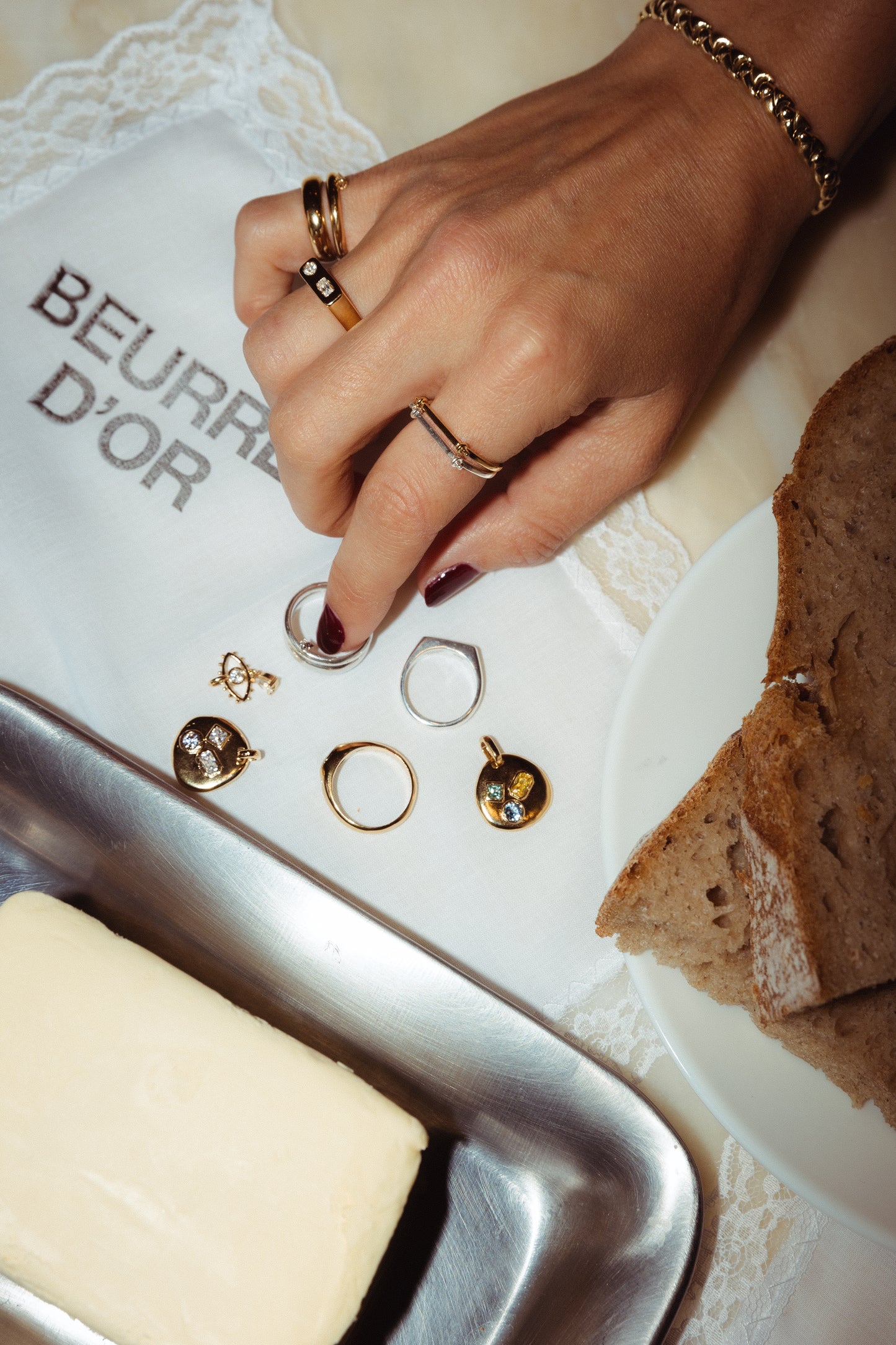 Stacker ring in 18k gold vermeil and sterling silver by Beurre d'Or