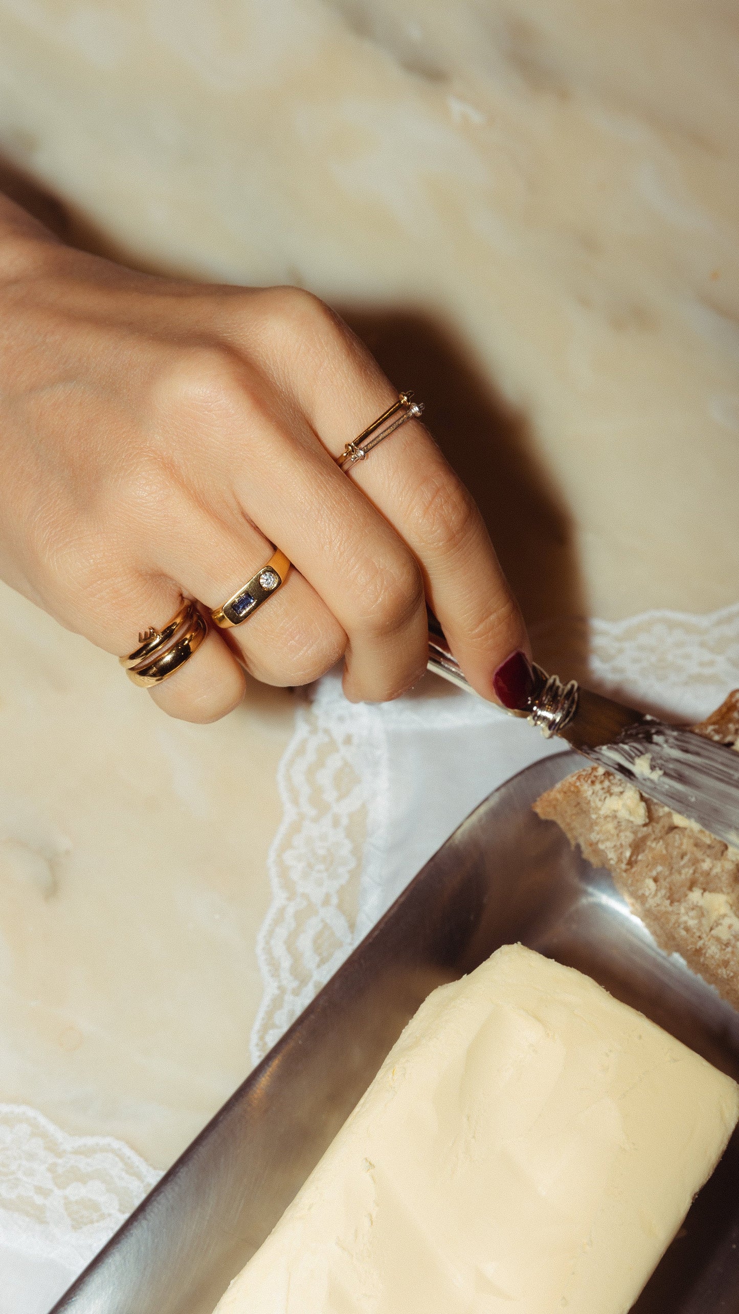 Stacker ring in 18k gold vermeil and sterling silver by Beurre d'Or