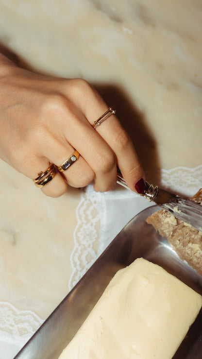 Stacker ring in 18k gold vermeil and sterling silver by Beurre d'Or