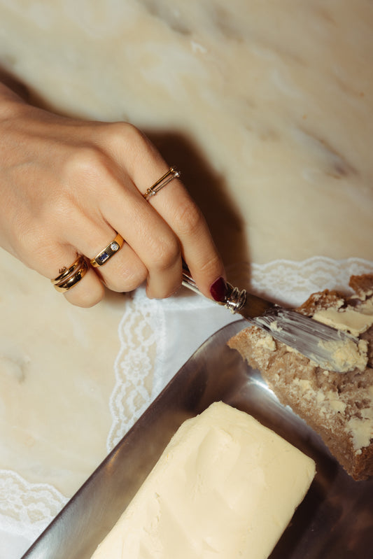 Dual stone ring in 18k gold vermeil by Beurre d'Or