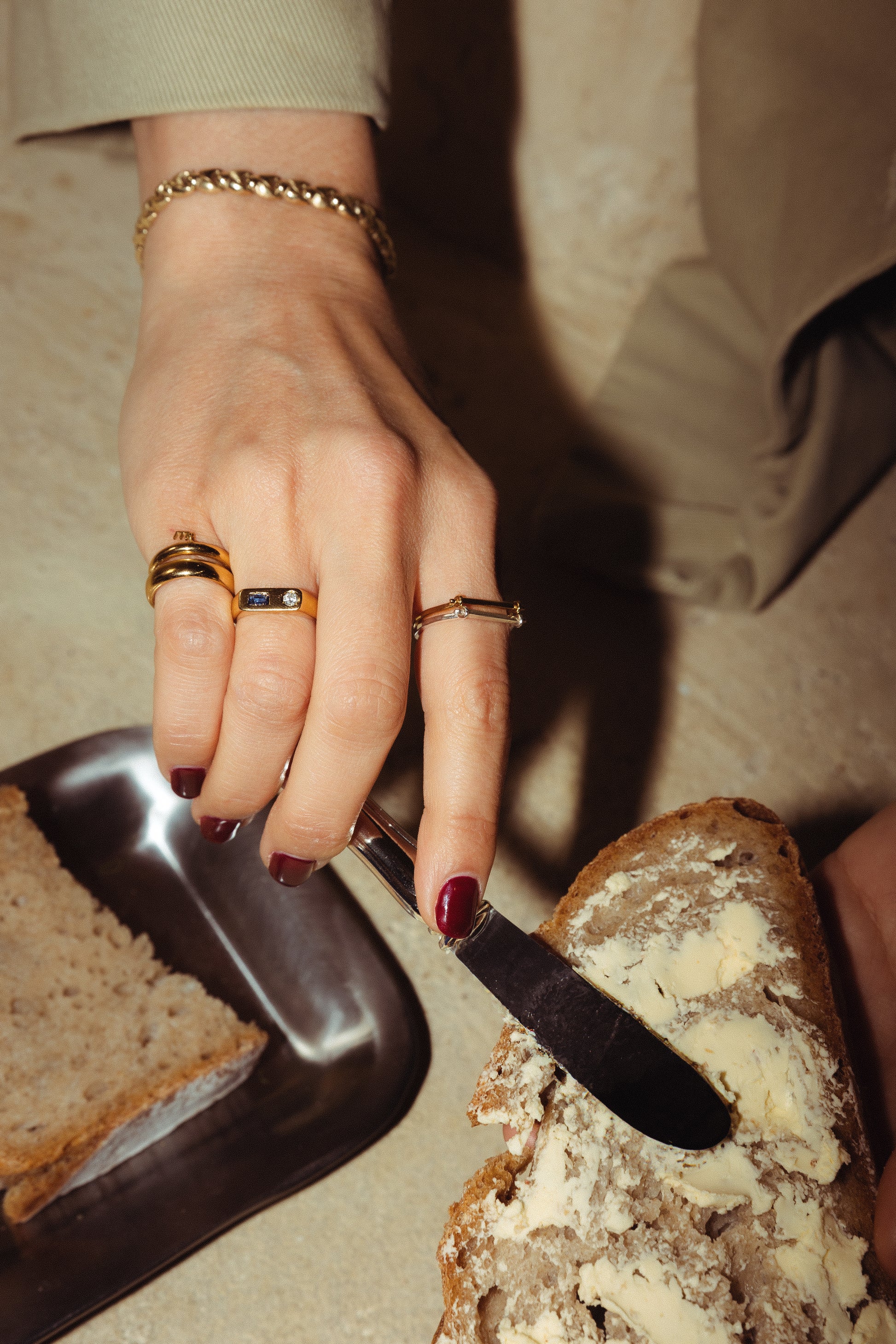 Stacker ring in 18k gold vermeil and sterling silver by Beurre d'Or