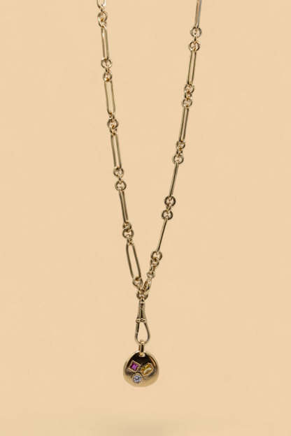 Nugget pendant in 18k gold vermeil with gemstones by Beurre d'Or