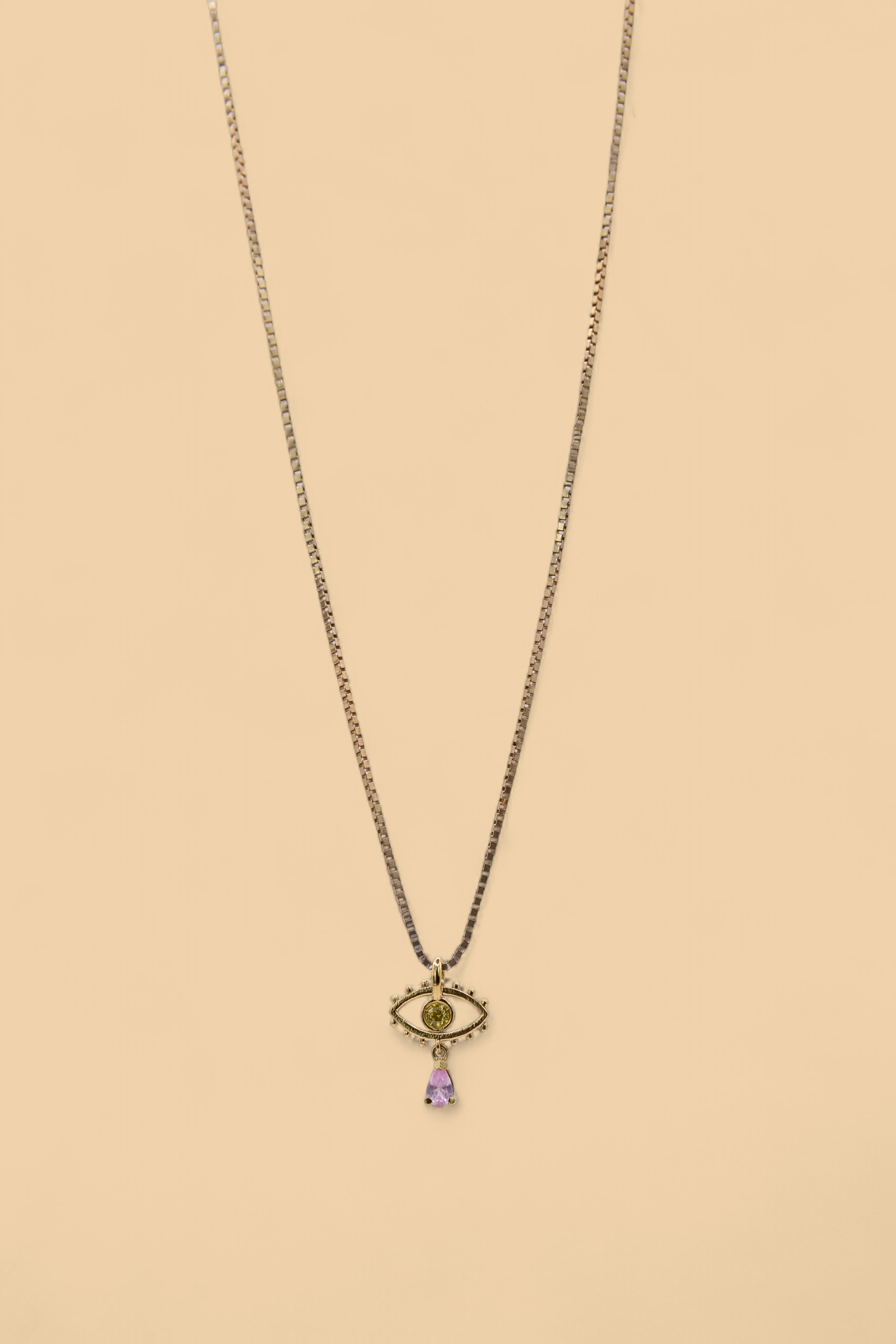 Classic box chain with eye pendant in 18k gold vermeil by Beurre d'Or