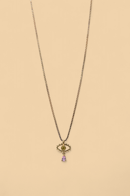 Classic box chain with eye pendant in 18k gold vermeil by Beurre d'Or